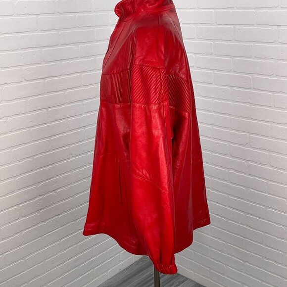 Atlantic City Talk of The Walk Jacket Women Large Red Leather Soft Relaxed VTG - Picture 2 of 9